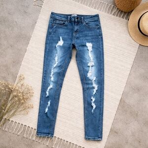 Salvage Brand Distressed Blue Skinny Fit Jeans - Size 1, 26.5" Inseam